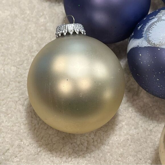 Christmas by Krebs Glass Snowman 12 Ornament Set Periwinkle Glitter - Picture 3 of 14